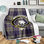 Scotstee Shop Tartan Plaid Blanket Cunningham Dress Blue Dancers Clan Crest Badge Scottish Tartan Plaid Sherpa Blanket