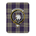Scotstee Shop Tartan Plaid Blanket Cunningham Dress Blue Dancers Clan Crest Badge Scottish Tartan Plaid Sherpa Blanket