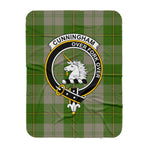 Scotstee Shop Tartan Plaid Blanket Cunningham Dress Green Dancers Clan Crest Badge Scottish Tartan Plaid Sherpa Blanket