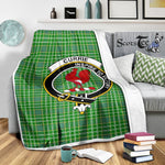 Scotstee Shop Tartan Plaid Blanket Currie Clan Crest Badge Scottish Tartan Plaid Sherpa Blanket