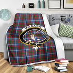 Scotstee Shop Tartan Plaid Blanket Dalmahoy Clan Crest Badge Scottish Tartan Plaid Sherpa Blanket