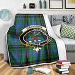 Scotstee Shop Tartan Plaid Blanket Davidson Ancient Clan Crest Badge Scottish Tartan Plaid Sherpa Blanket