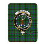 Scotstee Shop Tartan Plaid Blanket Davidson Clan Crest Badge Scottish Tartan Plaid Sherpa Blanket