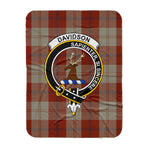 Scotstee Shop Tartan Plaid Blanket Davidson Dress Dancers Clan Crest Badge Scottish Tartan Plaid Sherpa Blanket