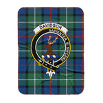 Scotstee Shop Tartan Plaid Blanket Davidson Of Tulloch Clan Crest Badge Scottish Tartan Plaid Sherpa Blanket