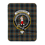 Scotstee Shop Tartan Plaid Blanket Denniston Clan Crest Badge Scottish Tartan Plaid Sherpa Blanket