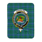 Scotstee Shop Tartan Plaid Blanket Douglas Ancient Clan Crest Badge Scottish Tartan Plaid Sherpa Blanket