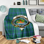 Scotstee Shop Tartan Plaid Blanket Douglas Ancient Clan Crest Badge Scottish Tartan Plaid Sherpa Blanket