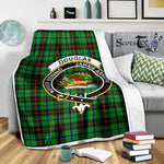 Scotstee Shop Tartan Plaid Blanket Douglas Green Clan Crest Badge Scottish Tartan Plaid Sherpa Blanket