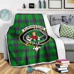 Scotstee Shop Tartan Plaid Blanket Elphinstone Hunting Clan Crest Badge Scottish Tartan Plaid Sherpa Blanket