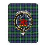 Scotstee Shop Tartan Plaid Blanket Farquharson Ancient Clan Crest Badge Scottish Tartan Plaid Sherpa Blanket