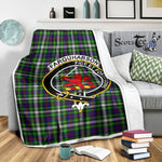 Scotstee Shop Tartan Plaid Blanket Farquharson Clan Crest Badge Scottish Tartan Plaid Sherpa Blanket