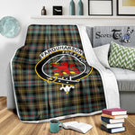 Scotstee Shop Tartan Plaid Blanket Farquharson Weathered Clan Crest Badge Scottish Tartan Plaid Sherpa Blanket