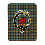 Scotstee Shop Tartan Plaid Blanket Farquharson Weathered Clan Crest Badge Scottish Tartan Plaid Sherpa Blanket