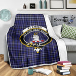 Scotstee Shop Tartan Plaid Blanket Fleming Clan Crest Badge Scottish Tartan Plaid Sherpa Blanket