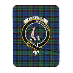 Scotstee Shop Tartan Plaid Blanket Fletcher Ancient Clan Crest Badge Scottish Tartan Plaid Sherpa Blanket