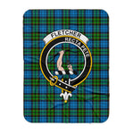 Scotstee Shop Tartan Plaid Blanket Fletcher Clan Crest Badge Scottish Tartan Plaid Sherpa Blanket