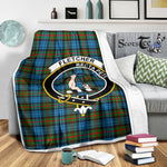 Scotstee Shop Tartan Plaid Blanket Fletcher Of Dunan Clan Crest Badge Scottish Tartan Plaid Sherpa Blanket