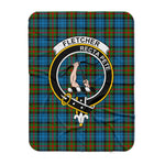 Scotstee Shop Tartan Plaid Blanket Fletcher Of Dunan Clan Crest Badge Scottish Tartan Plaid Sherpa Blanket