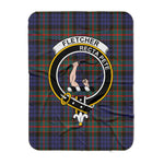 Scotstee Shop Tartan Plaid Blanket Fletcher Of Dunans Clan Crest Badge Scottish Tartan Plaid Sherpa Blanket