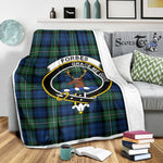 Scotstee Shop Tartan Plaid Blanket Forbes Ancient Clan Crest Badge Scottish Tartan Plaid Sherpa Blanket