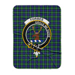 Scotstee Shop Tartan Plaid Blanket Forbes Clan Crest Badge Scottish Tartan Plaid Sherpa Blanket