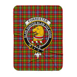 Scotstee Shop Tartan Plaid Blanket Forrester Clan Crest Badge Scottish Tartan Plaid Sherpa Blanket