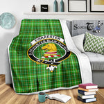Scotstee Shop Tartan Plaid Blanket Forrester Hunting Clan Crest Badge Scottish Tartan Plaid Sherpa Blanket