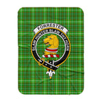 Scotstee Shop Tartan Plaid Blanket Forrester Hunting Clan Crest Badge Scottish Tartan Plaid Sherpa Blanket