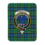 Scotstee Shop Tartan Plaid Blanket Forsyth Ancient Clan Crest Badge Scottish Tartan Plaid Sherpa Blanket