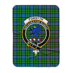 Scotstee Shop Tartan Plaid Blanket Forsyth Clan Crest Badge Scottish Tartan Plaid Sherpa Blanket
