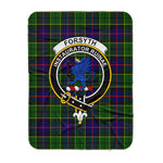 Scotstee Shop Tartan Plaid Blanket Forsyth Modern Clan Crest Badge Scottish Tartan Plaid Sherpa Blanket