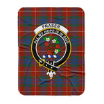 Scotstee Shop Tartan Plaid Blanket Fraser Ancient Clan Crest Badge Scottish Tartan Plaid Sherpa Blanket