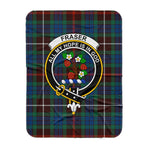 Scotstee Shop Tartan Plaid Blanket Fraser Hunting Ancient Clan Crest Badge Scottish Tartan Plaid Sherpa Blanket
