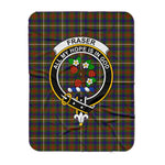 Scotstee Shop Tartan Plaid Blanket Fraser Hunting Clan Crest Badge Scottish Tartan Plaid Sherpa Blanket
