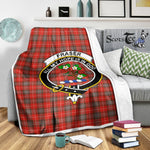 Scotstee Shop Tartan Plaid Blanket Fraser Weathered Clan Crest Badge Scottish Tartan Plaid Sherpa Blanket