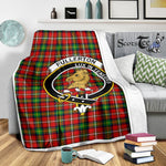 Scotstee Shop Tartan Plaid Blanket Fullerton Clan Crest Badge Scottish Tartan Plaid Sherpa Blanket