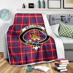 Scotstee Shop Tartan Plaid Blanket Galloway Red Clan Crest Badge Scottish Tartan Plaid Sherpa Blanket