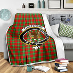 Scotstee Shop Tartan Plaid Blanket Gartshore Clan Crest Badge Scottish Tartan Plaid Sherpa Blanket