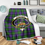 Scotstee Shop Tartan Plaid Blanket Gillon Clan Crest Badge Scottish Tartan Plaid Sherpa Blanket