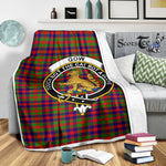 Scotstee Shop Tartan Plaid Blanket Gow McGouan Clan Crest Badge Scottish Tartan Plaid Sherpa Blanket