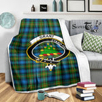 Scotstee Shop Tartan Plaid Blanket Grant Hunting Clan Crest Badge Scottish Tartan Plaid Sherpa Blanket