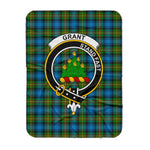Scotstee Shop Tartan Plaid Blanket Grant Hunting Clan Crest Badge Scottish Tartan Plaid Sherpa Blanket