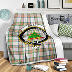 Scotstee Shop Tartan Plaid Blanket Grant Of Auchnarrow Clan Crest Badge Scottish Tartan Plaid Sherpa Blanket