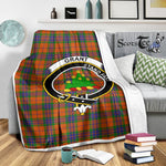 Scotstee Shop Tartan Plaid Blanket Grant Of Edinchat Clan Crest Badge Scottish Tartan Plaid Sherpa Blanket