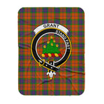 Scotstee Shop Tartan Plaid Blanket Grant Of Edinchat Clan Crest Badge Scottish Tartan Plaid Sherpa Blanket
