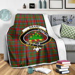 Scotstee Shop Tartan Plaid Blanket Grant Of Monymusk Clan Crest Badge Scottish Tartan Plaid Sherpa Blanket