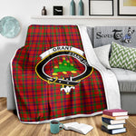 Scotstee Shop Tartan Plaid Blanket Grant Of Rothiemurchus Clan Crest Badge Scottish Tartan Plaid Sherpa Blanket