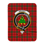 Scotstee Shop Tartan Plaid Blanket Grant Red Clan Crest Badge Scottish Tartan Plaid Sherpa Blanket
