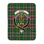 Scotstee Shop Tartan Plaid Blanket Gray Hunting Clan Crest Badge Scottish Tartan Plaid Sherpa Blanket